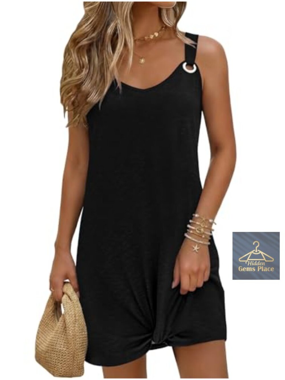 Sleeveless A-Line Swimsuit Coverup Dress Twisted Tank Beach Sundress